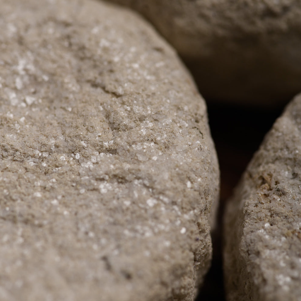 Macro of the plain uncoated charcoal disks, gray and faintly glittering