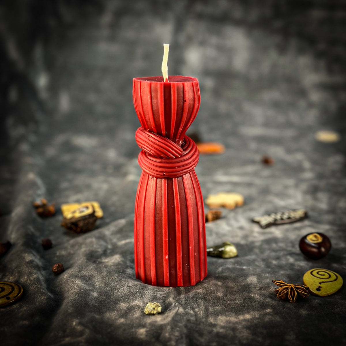 Binding Knot Candle Spell Kit with the Red beeswax knot candle