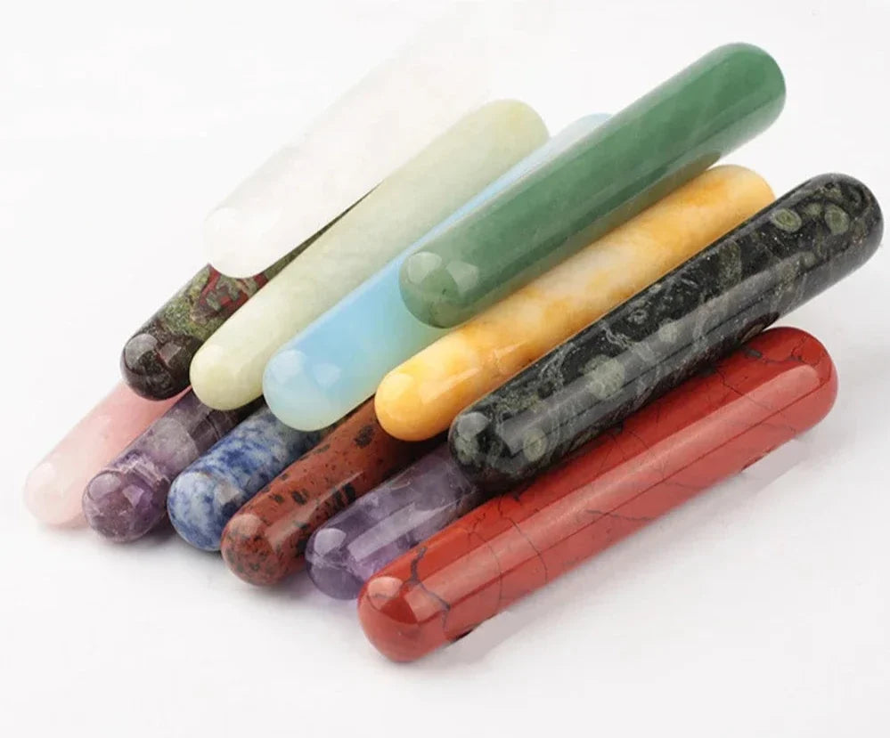 Crystal Massage Wands — Smooth Gemstone Roller for Face & Body