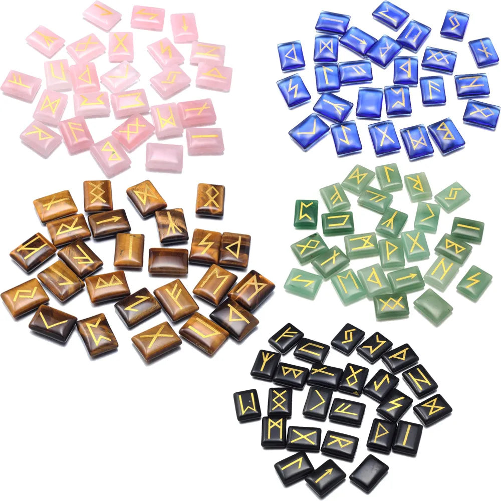 Crystal Rectangle Runes — 25-Piece Gemstone Rune Set for Casting