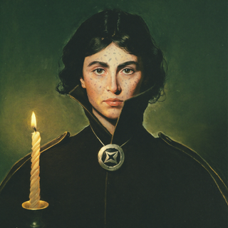 Illustrated portrait of Ravenna Blackthorn, one of the Temple's editorial quills