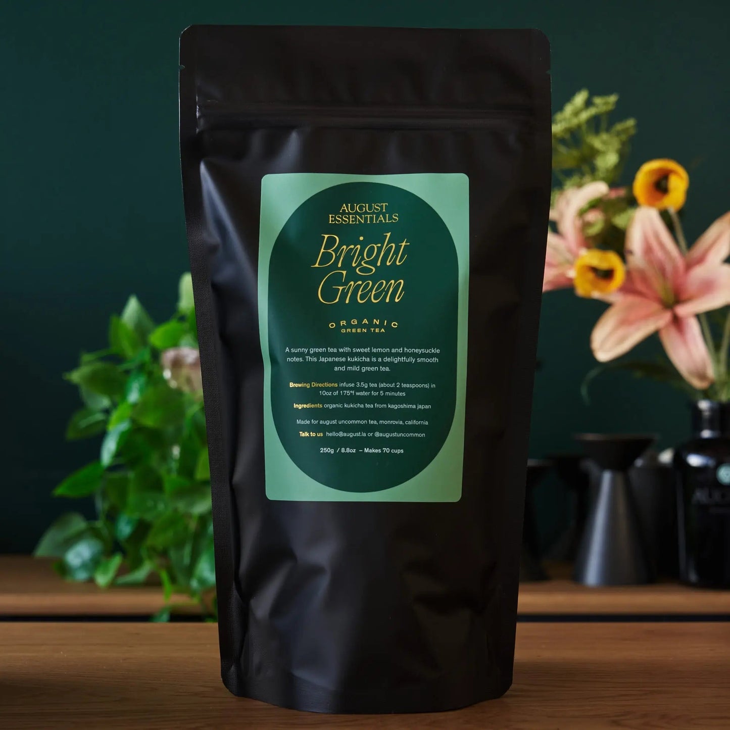 Bright Green organic loose leaf green tea pouch — additional product view 4.