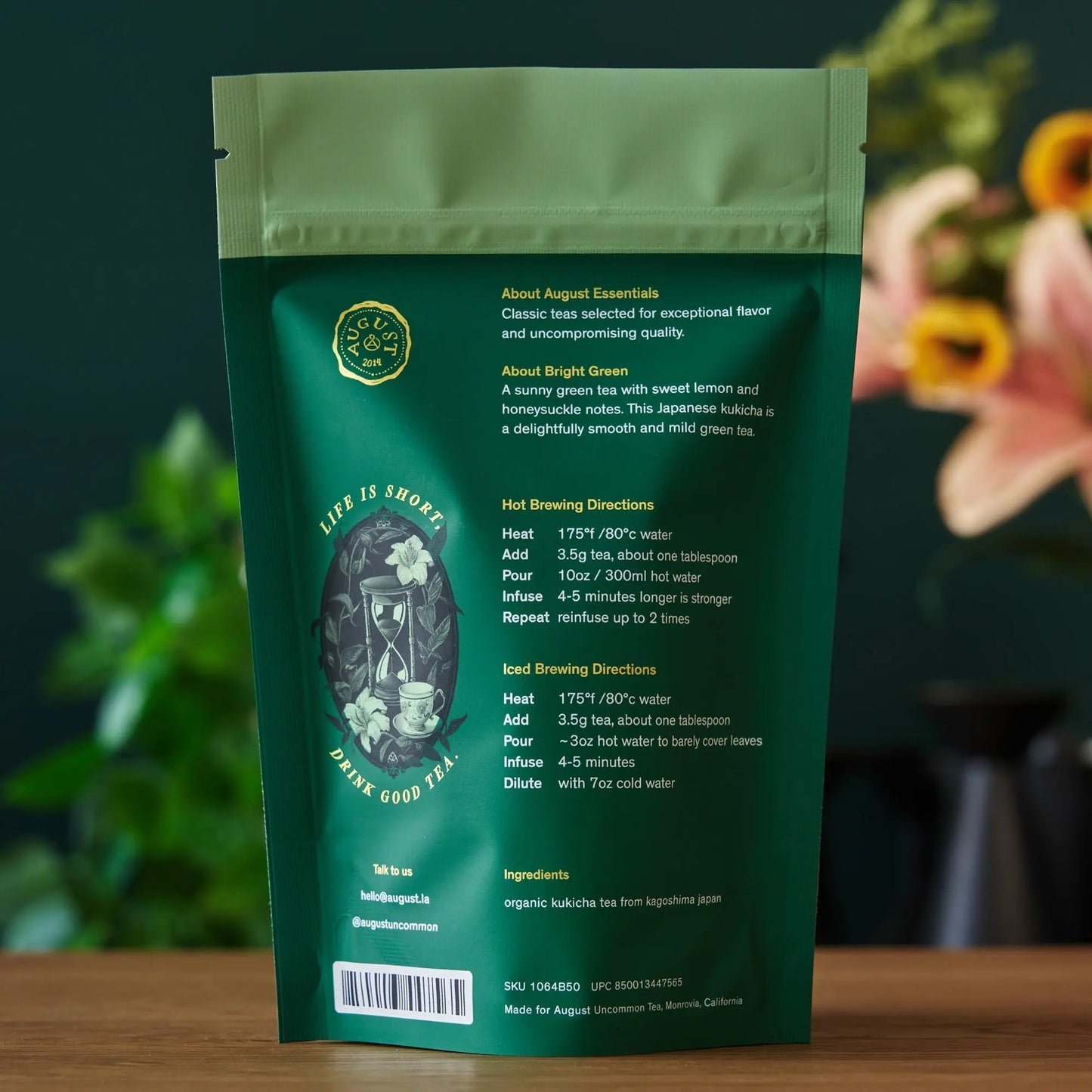 Bright Green organic loose leaf green tea pouch — additional product view 3.