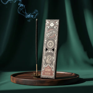 A box of Empowerment ritual incense sticks scented with coffee and sweet vanilla.