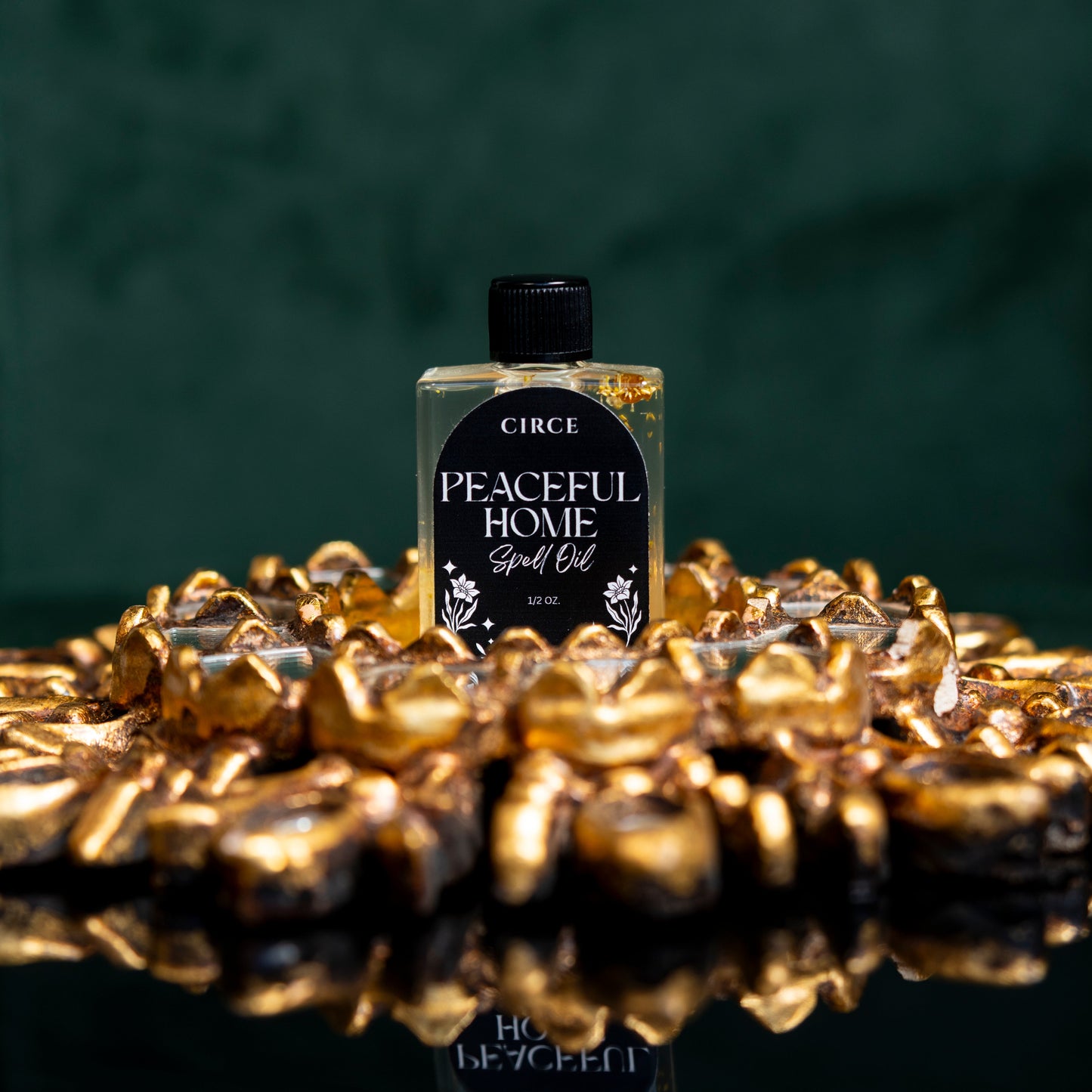 Close-up of the Peaceful Home Ritual Oil label.
