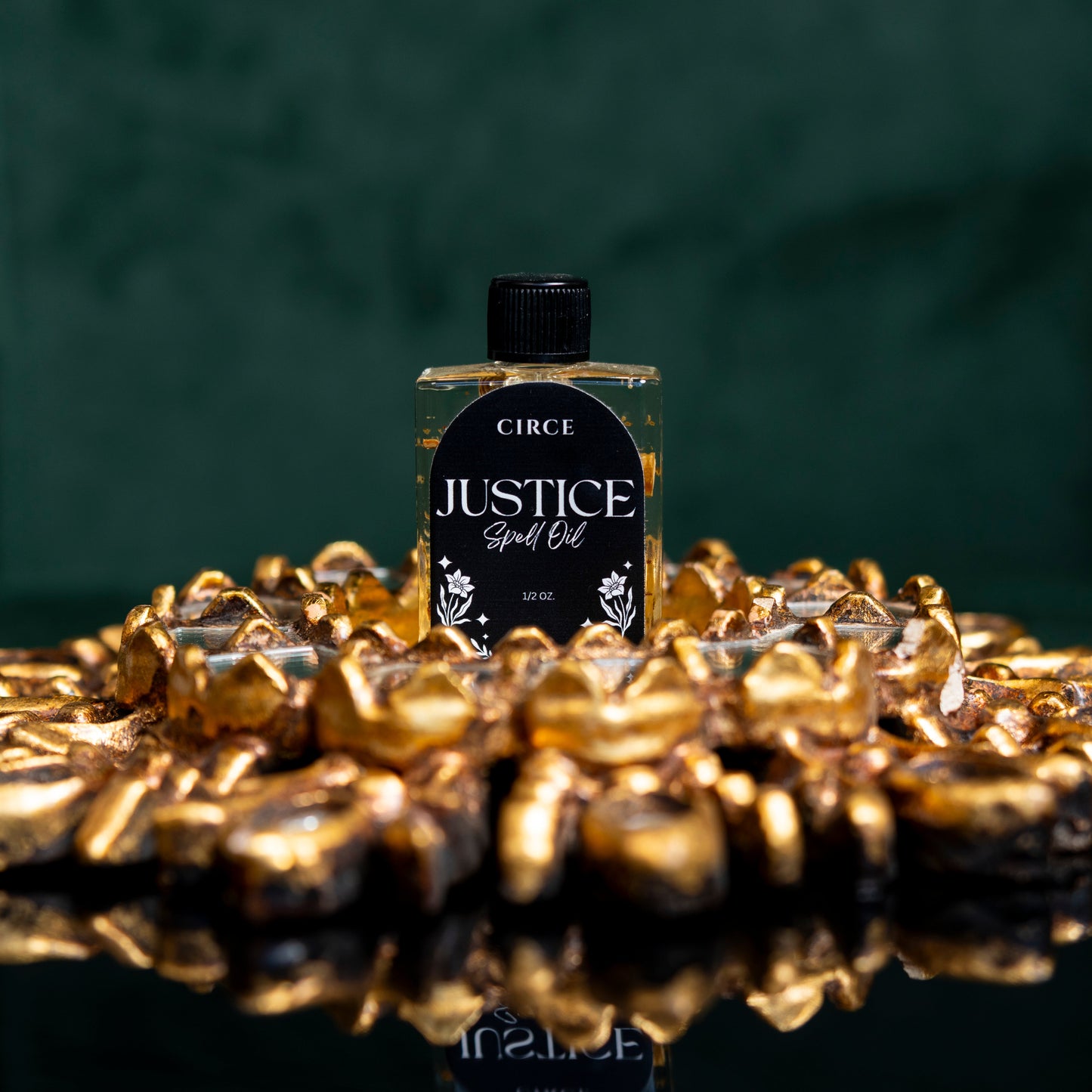Close-up of the Justice Ritual Oil label.