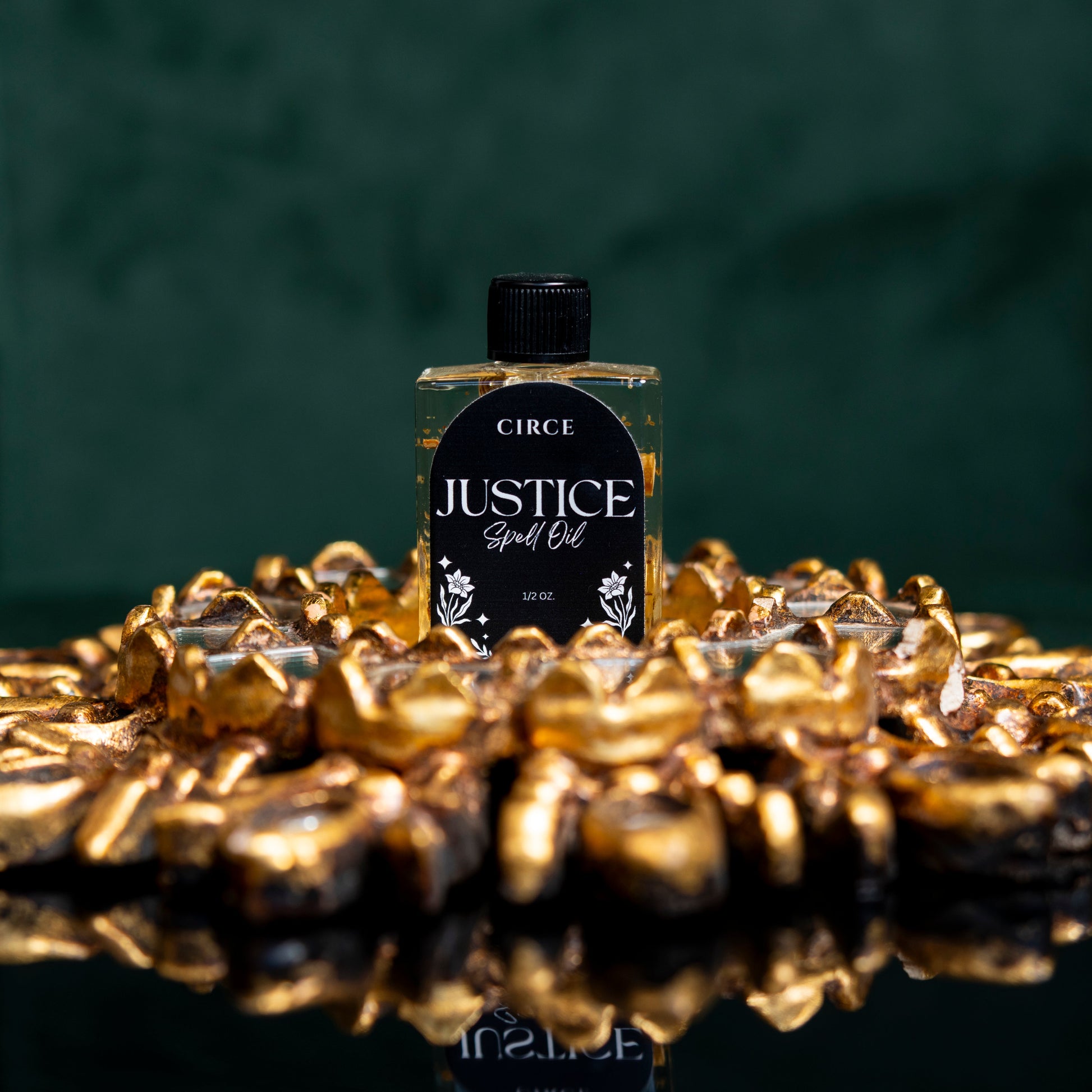 Close-up of the Justice Ritual Oil label.