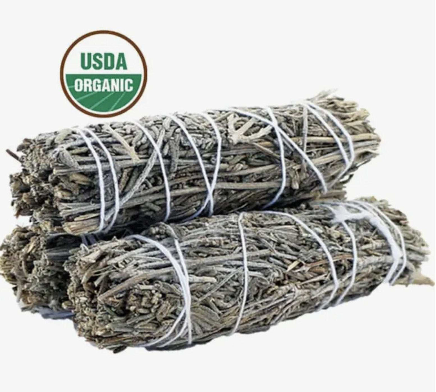 Four-inch bundle of dried lavender bound as a smudge stick