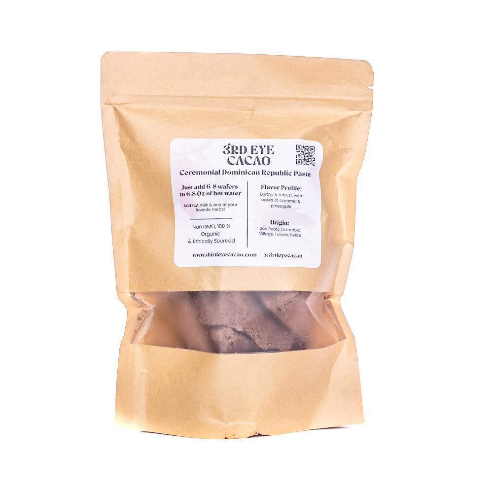 One pound block of ceremonial Dominican Republic Trinitario cacao paste.
