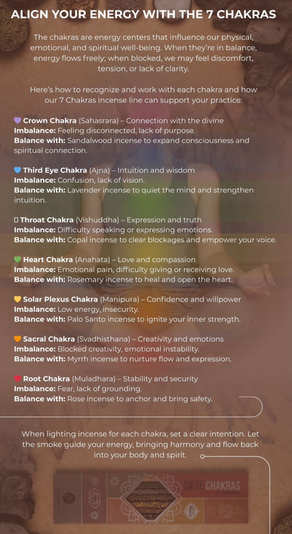 7 Chakra incense box and sticks