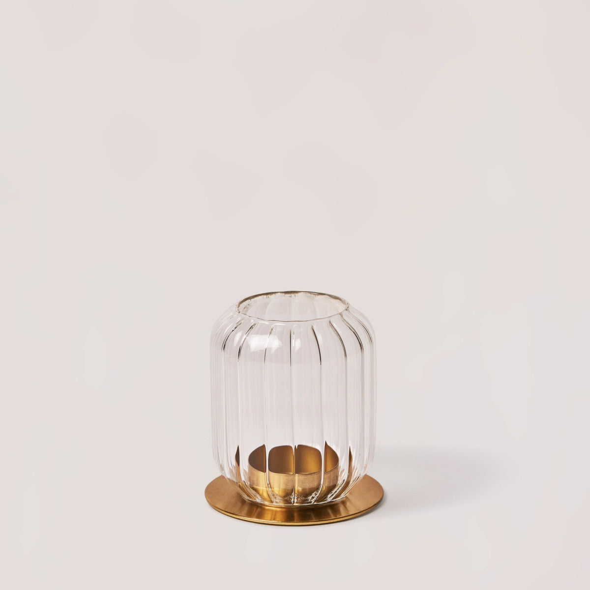 Single Kira glass lantern, showing the fluted borosilicate shade