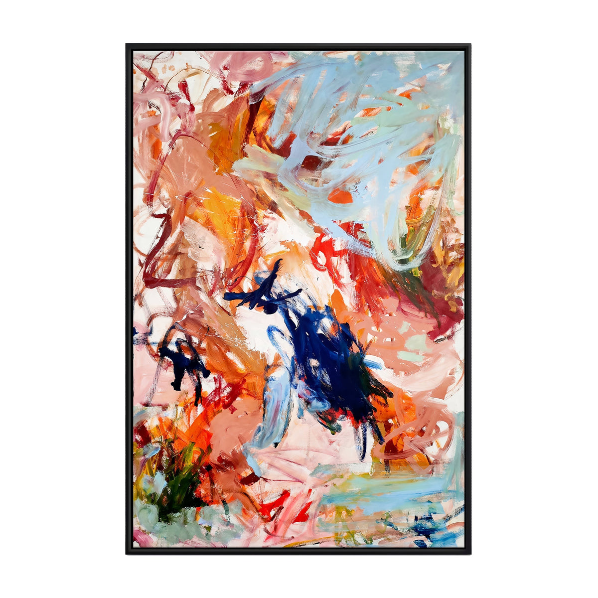 Emily Starck abstract canvas in a black frame, full frontal view