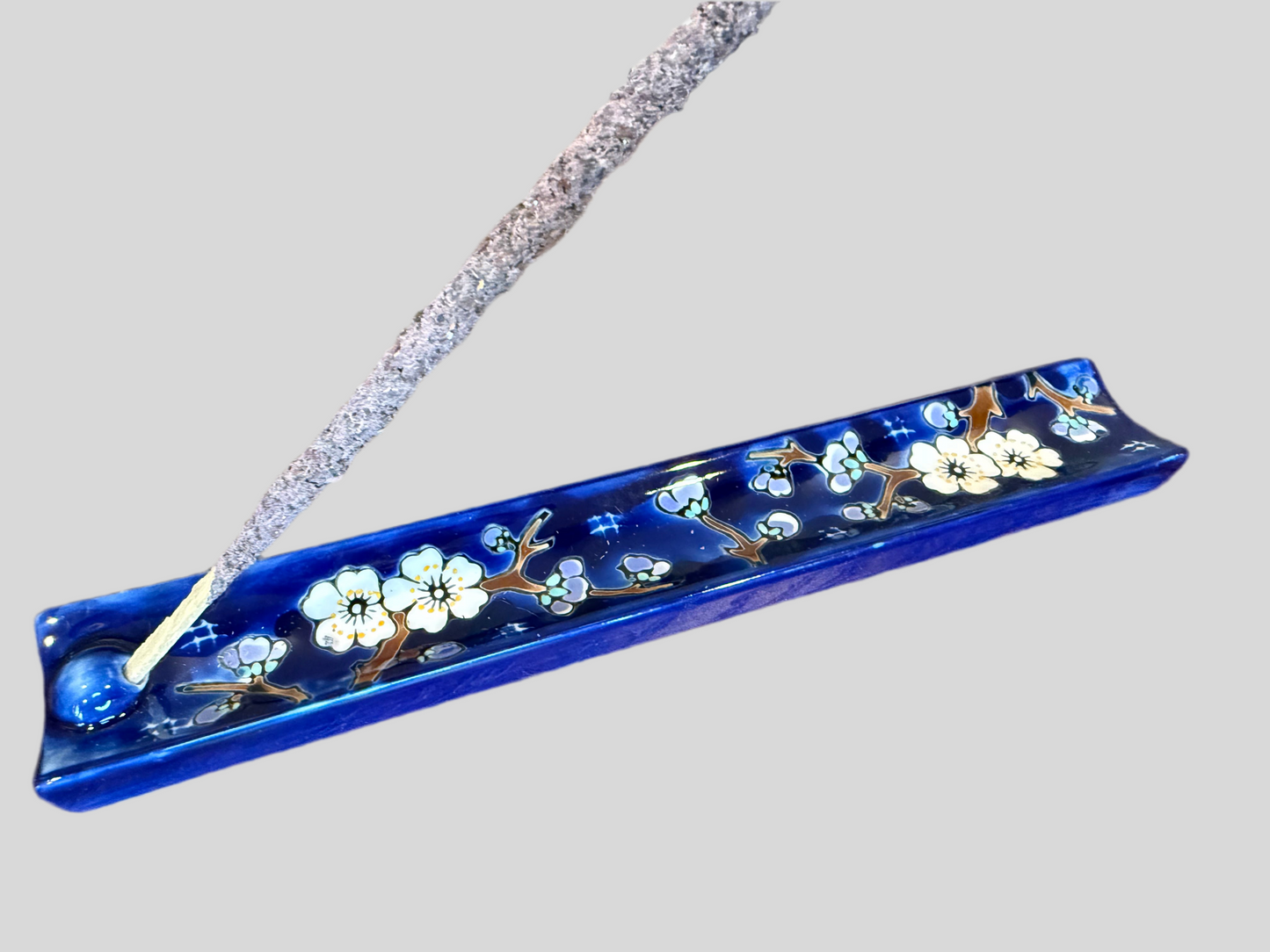 Motifs Incense Holder — Handpainted 9-Inch Ceramic Ash Catcher