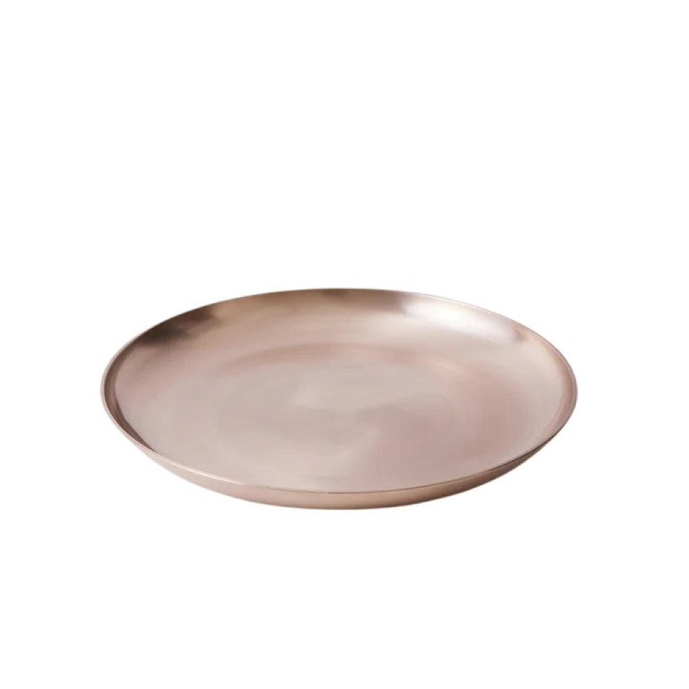 Hand-cast Kansa bronze platter on white, full view