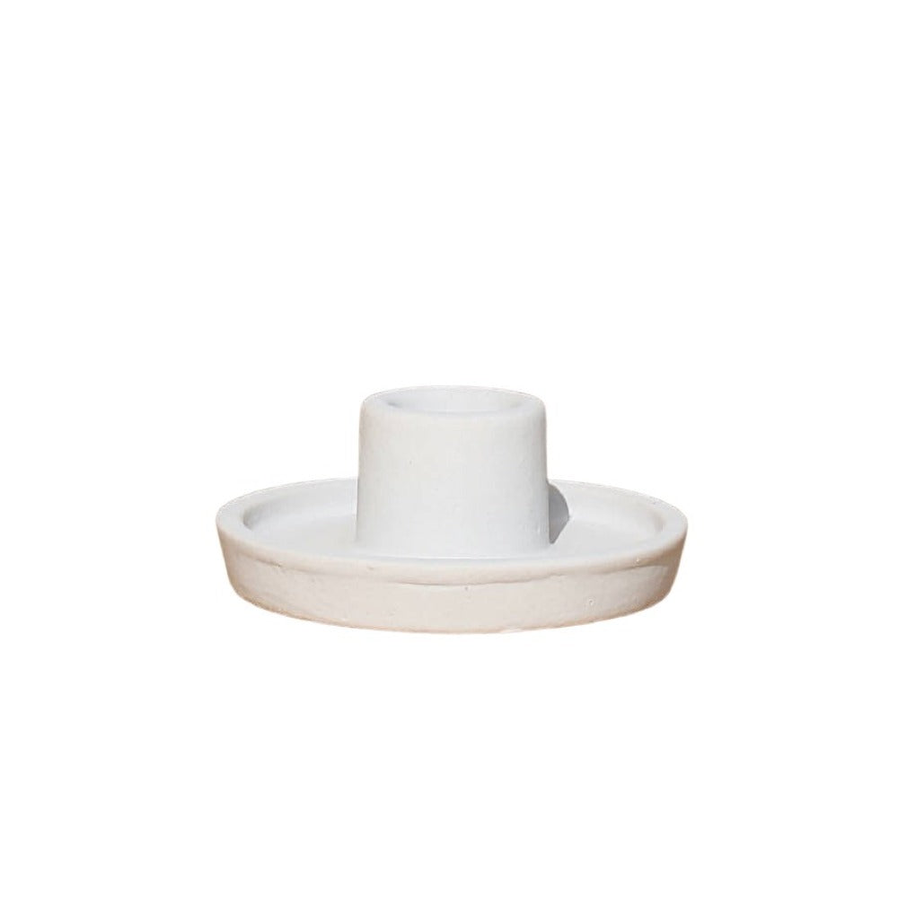White Whirl candle holder, three-quarter view