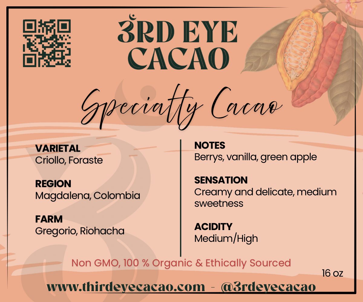 Close-up of Colombian single-origin cacao showing its natural texture.