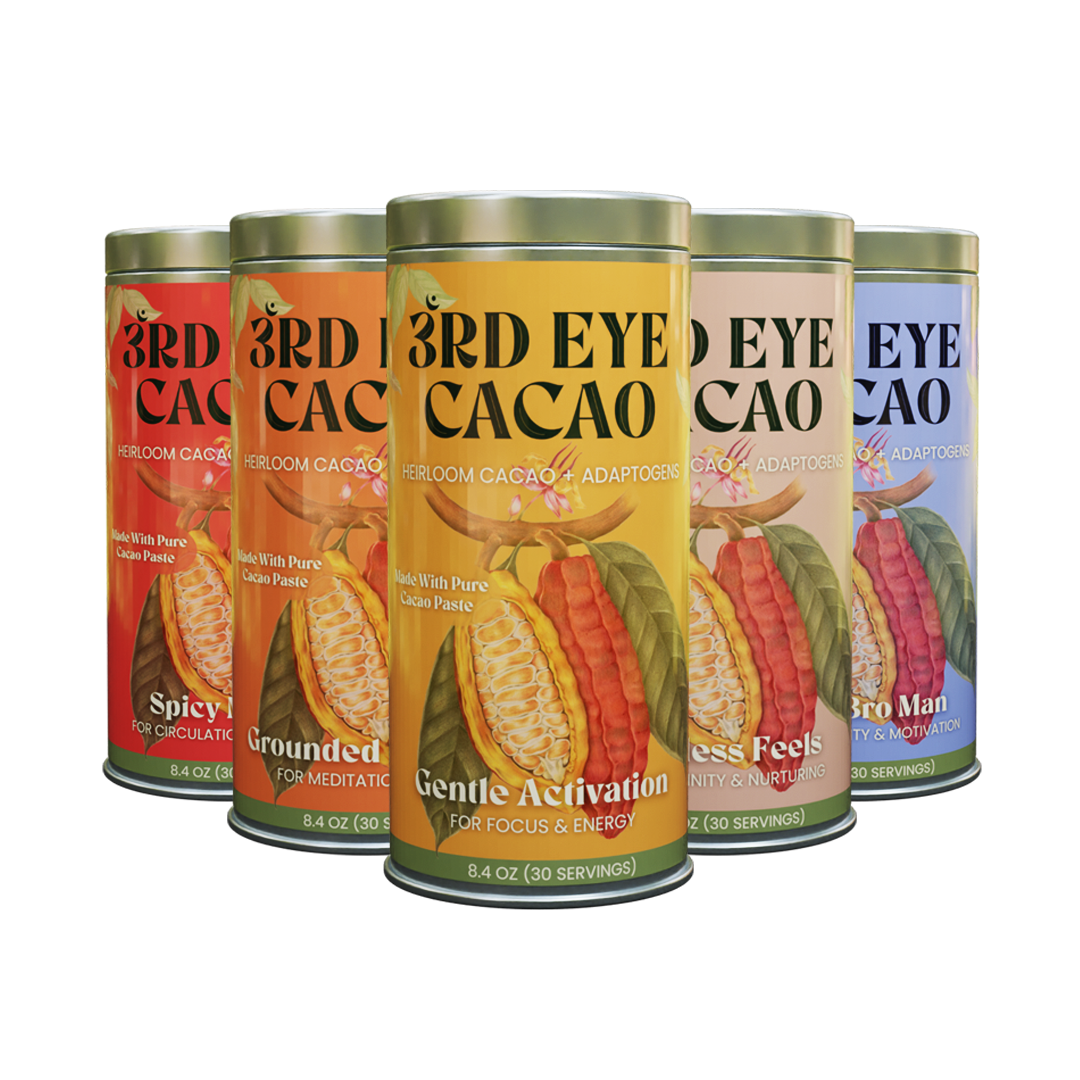Spicy Mayan ceremonial cacao elixir canister with ginger and cayenne, 8.4 oz.