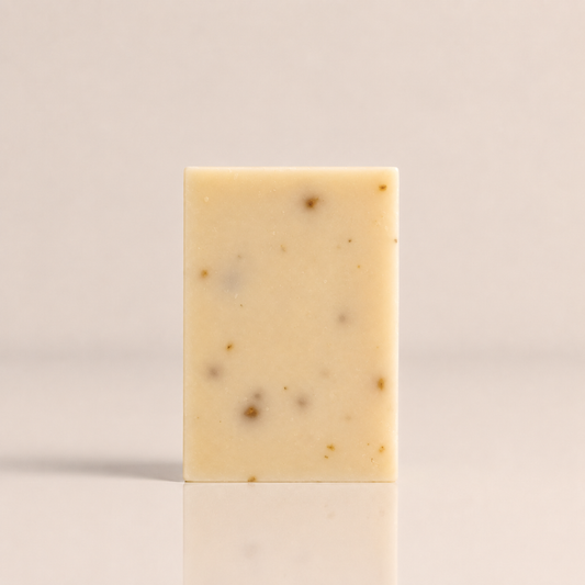 Rose and lavender wildflower bar soap with visible ground flower petals