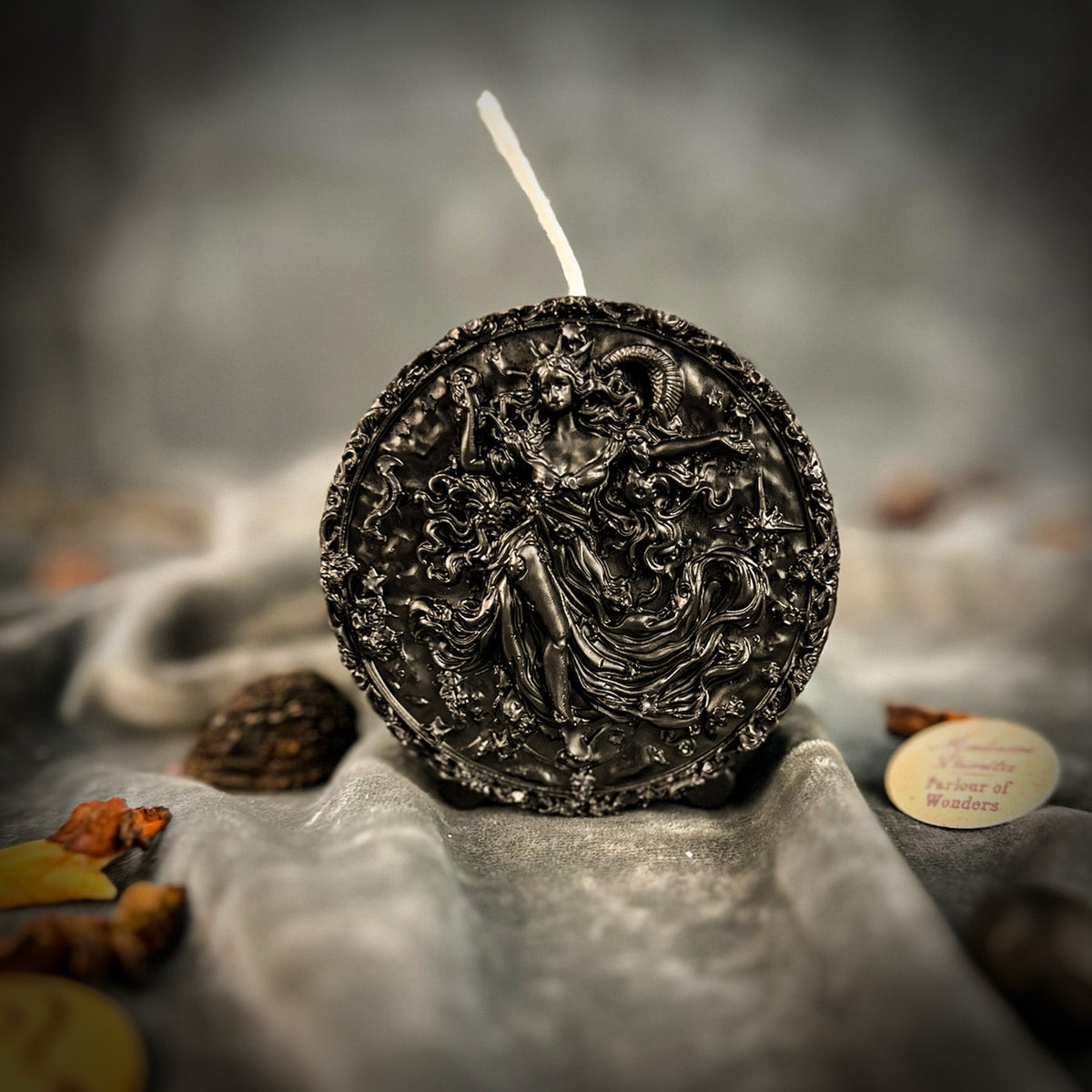 Black beeswax Aquarius Water Bearer zodiac spell candle for innovation and independence