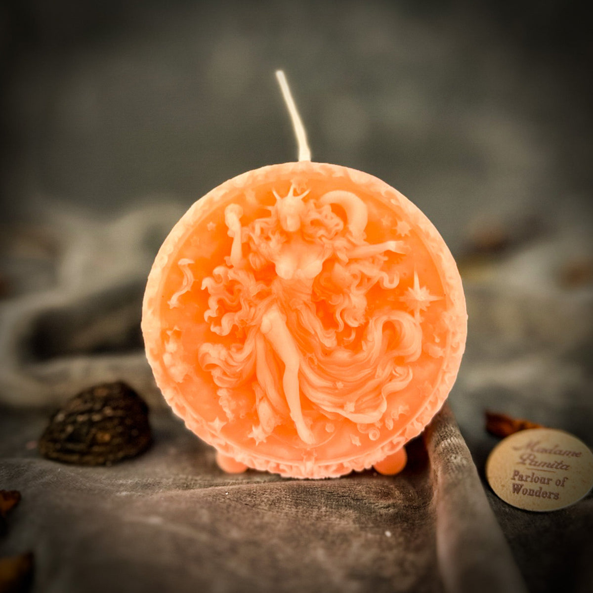 Pink beeswax Aquarius Water Bearer zodiac spell candle for innovation and independence