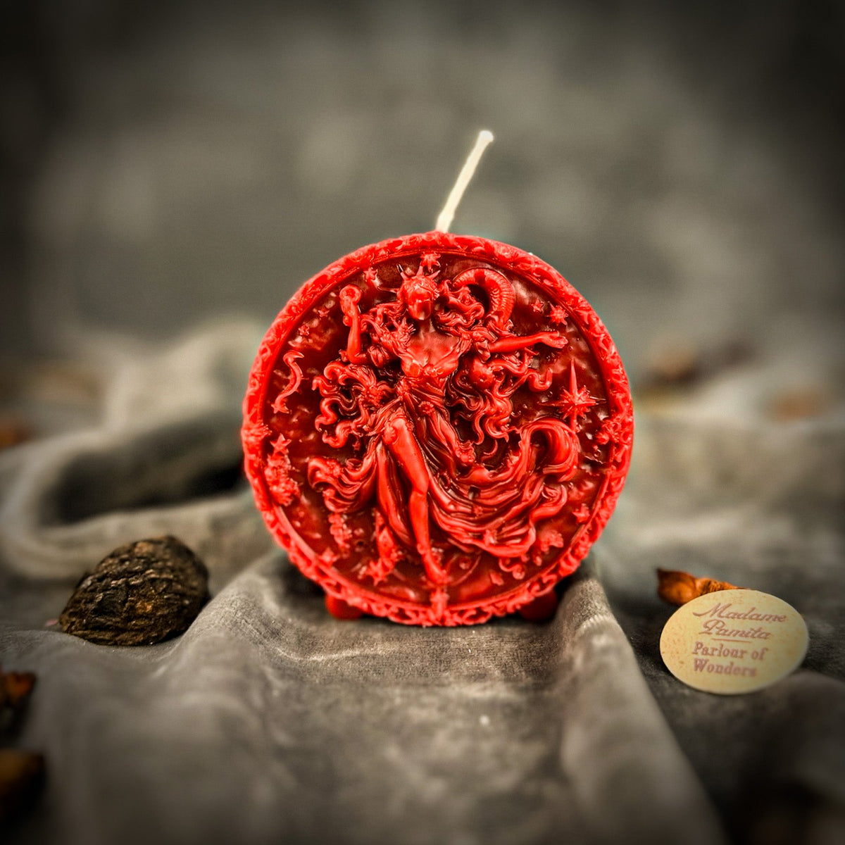 Red beeswax Aquarius Water Bearer zodiac spell candle for innovation and independence