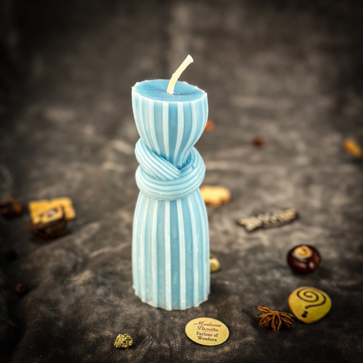 Binding Knot Candle Spell Kit with the Blue beeswax knot candle