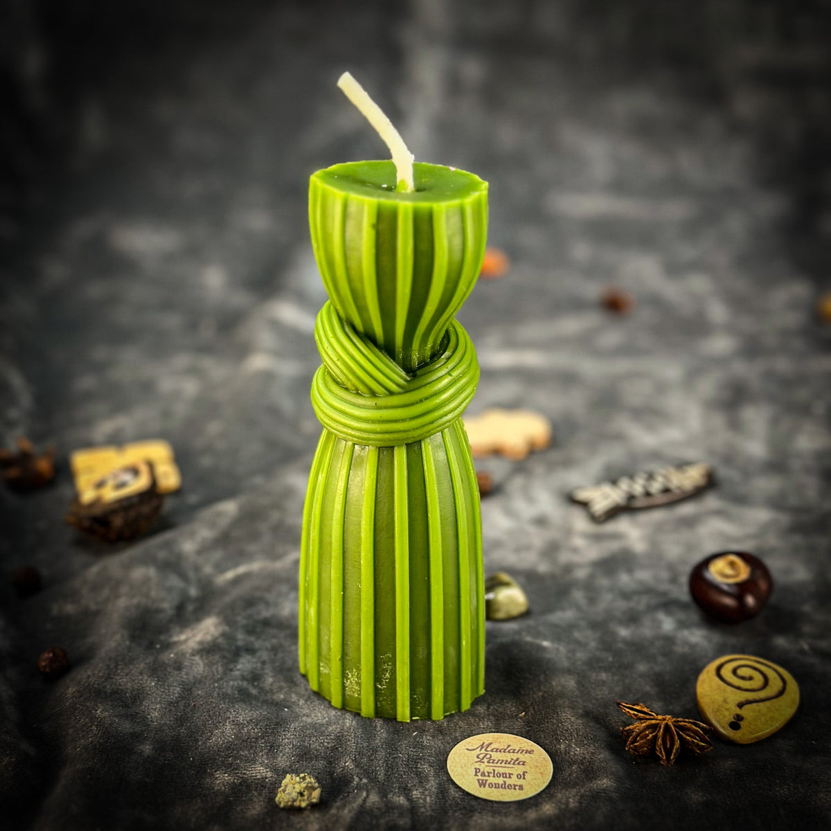 Binding Knot Candle Spell Kit with the Green beeswax knot candle