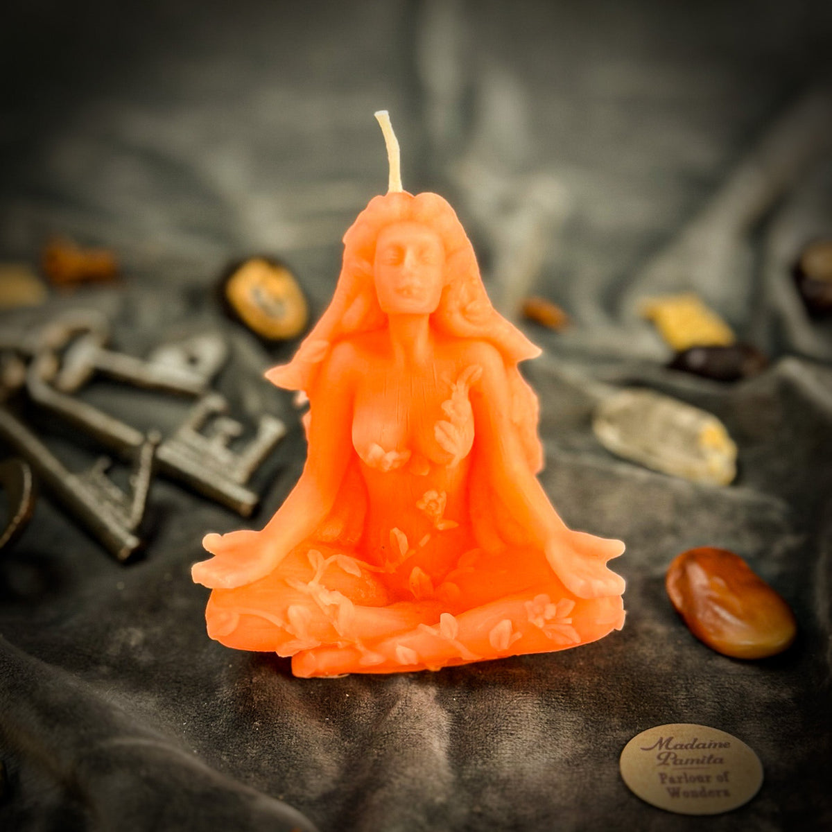 Pink beeswax Forest Fairy spell candle for nature spirit and fae magic
