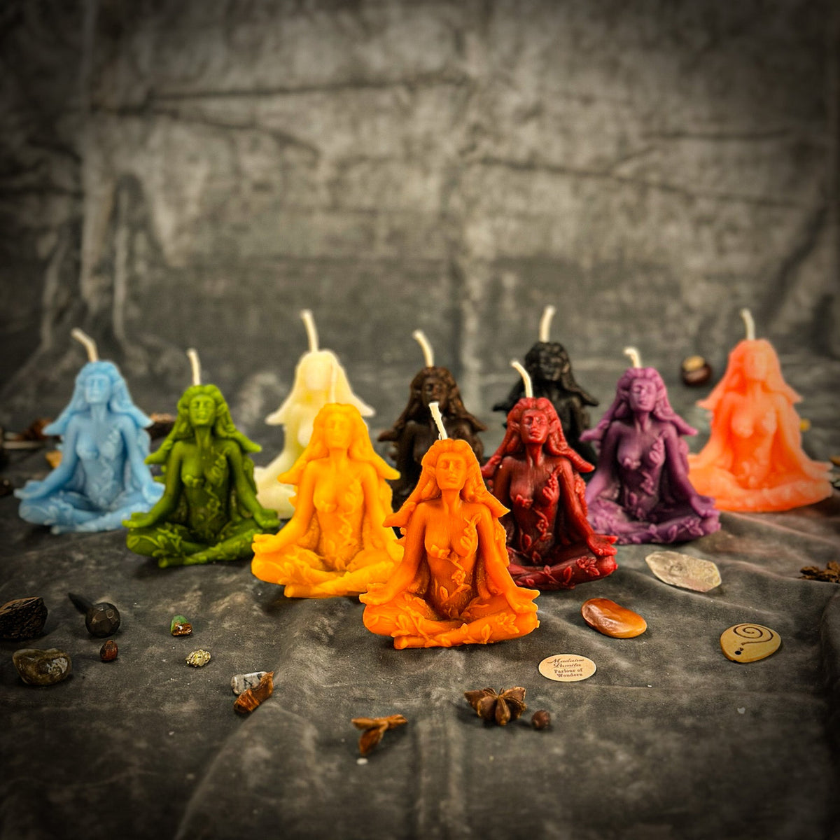 Beeswax Forest Fairy spell candle, hand-poured figural candle of a woodland fairy