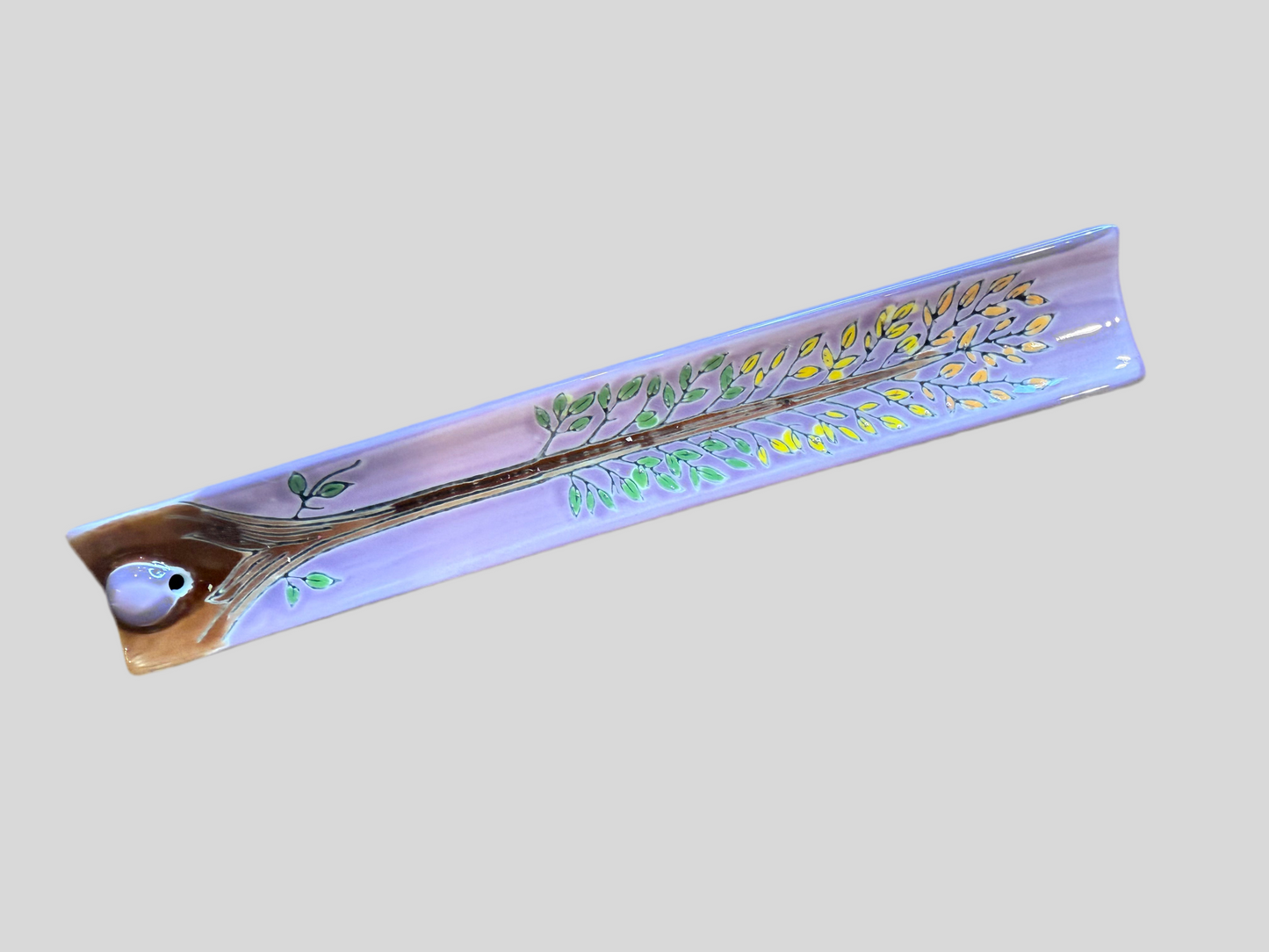 Motifs Incense Holder — Handpainted 9-Inch Ceramic Ash Catcher