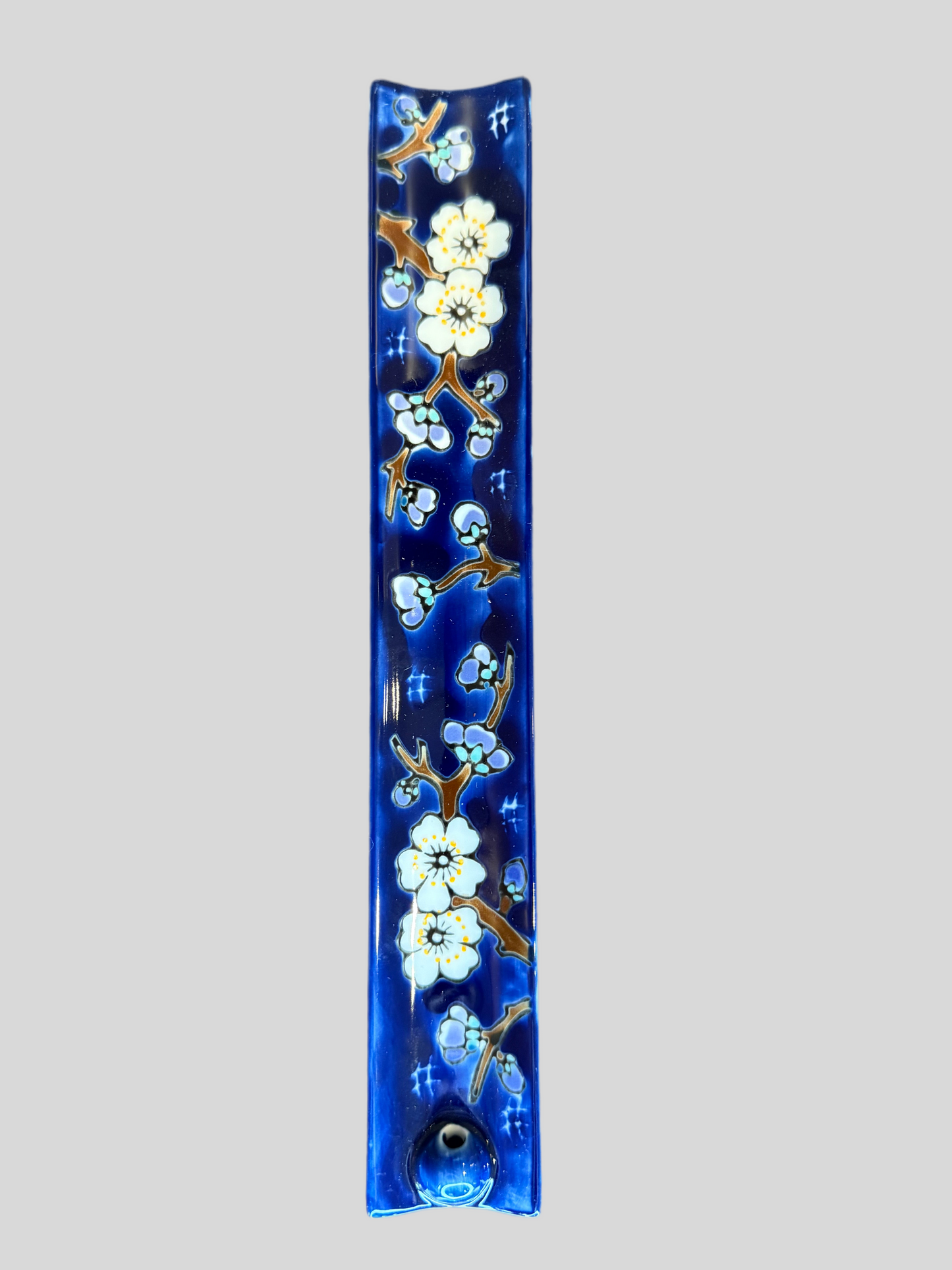 Blue incense holder painted with white plum blossoms