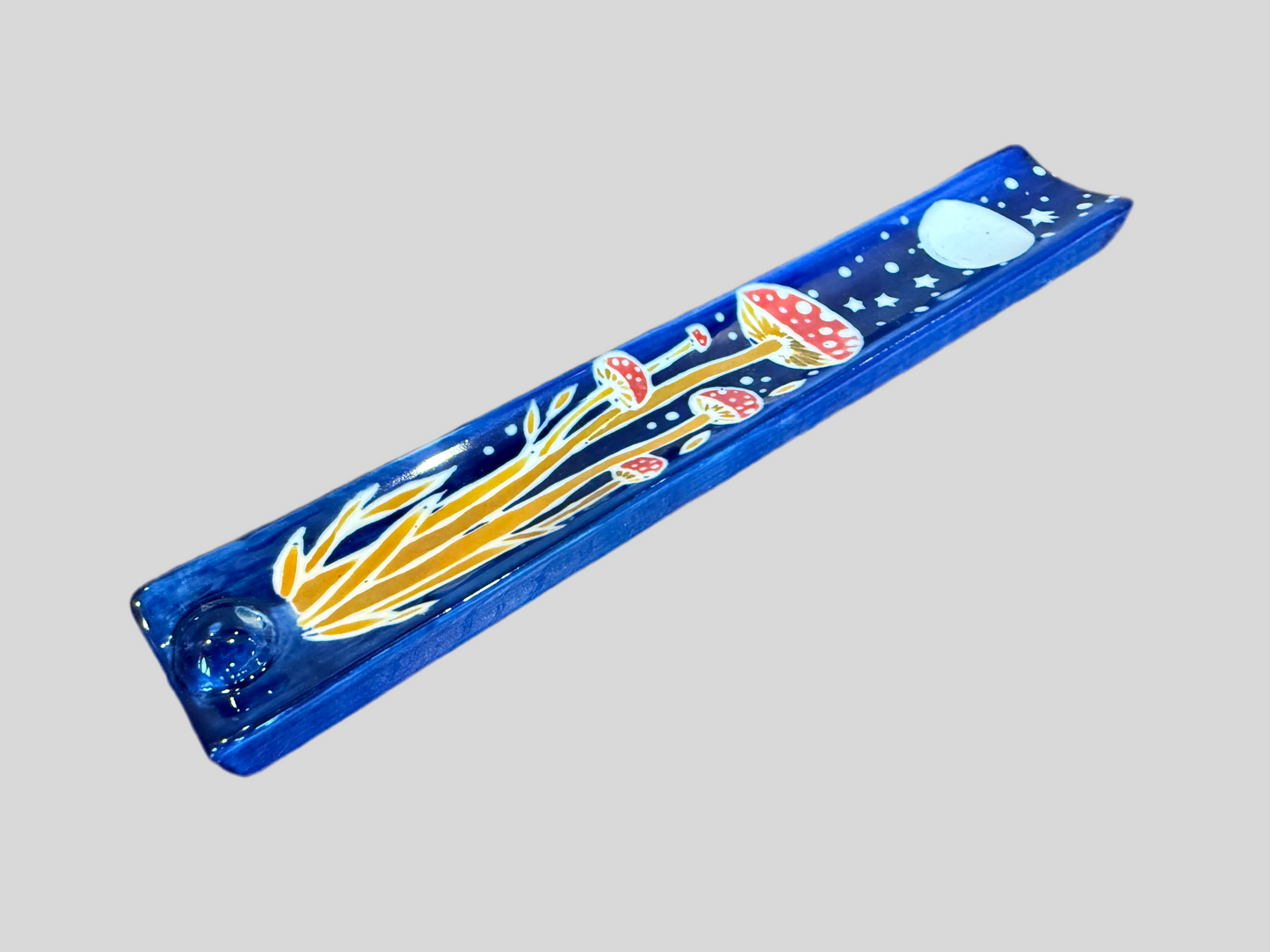 Motifs Incense Holder — Handpainted 9-Inch Ceramic Ash Catcher