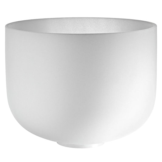 12-inch white-frosted crystal singing bowl tuned to G3 for the throat chakra — view 1 of 5