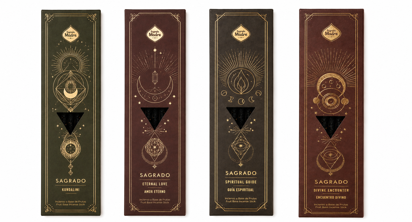 Kundalini Sacred Incense sticks and Sagrado packaging