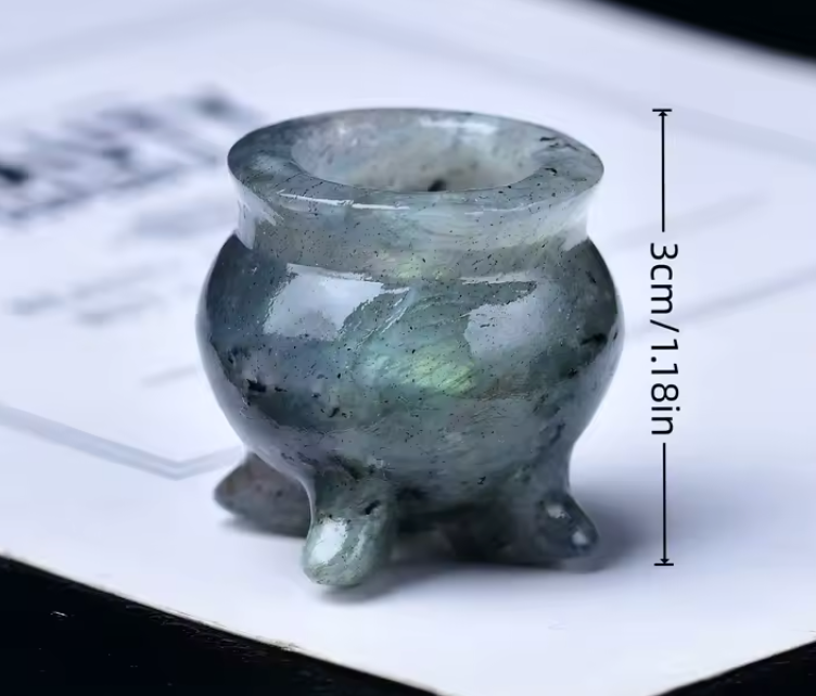 Crystal Cauldron — Carved Gemstone Cauldron & Crystal Ball Stand