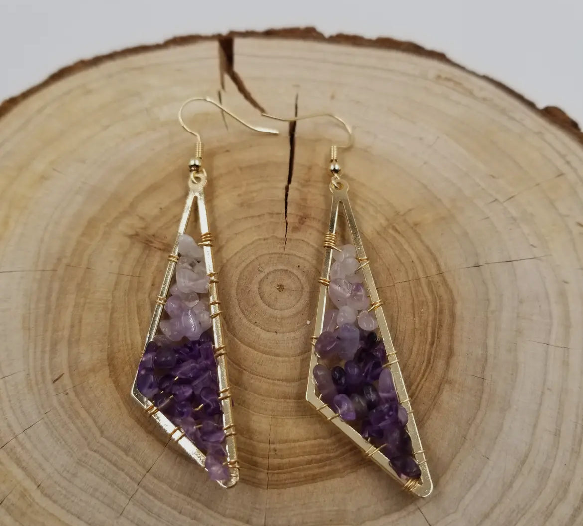 Raw amethyst drop earrings — additional product view 3.