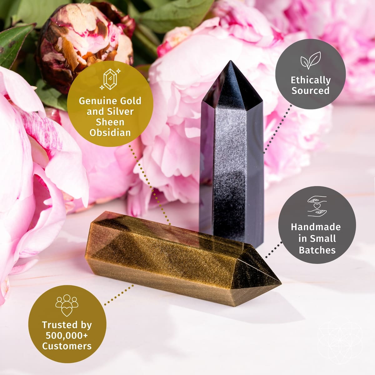 The Upper Hand — Gold & Silver Sheen Obsidian Points for Clear Decisions