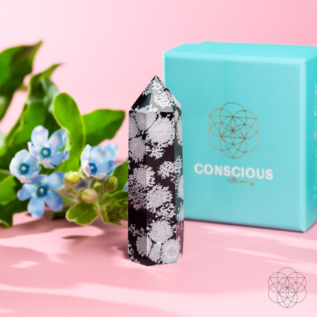 Spiritual Bodyguard — Snowflake Obsidian Point for Steady Ground