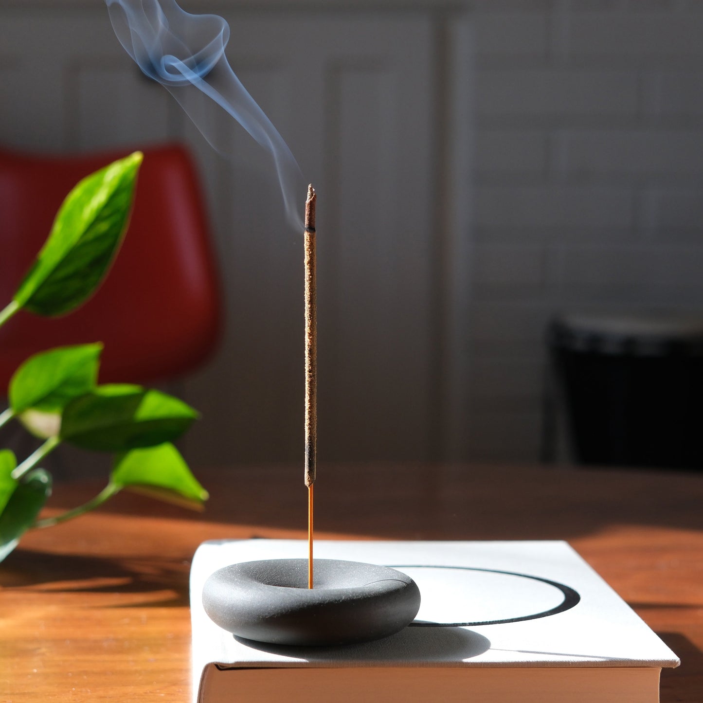 Eve handcrafted stoneware incense holder, small round dish with a glazed finish — view 6