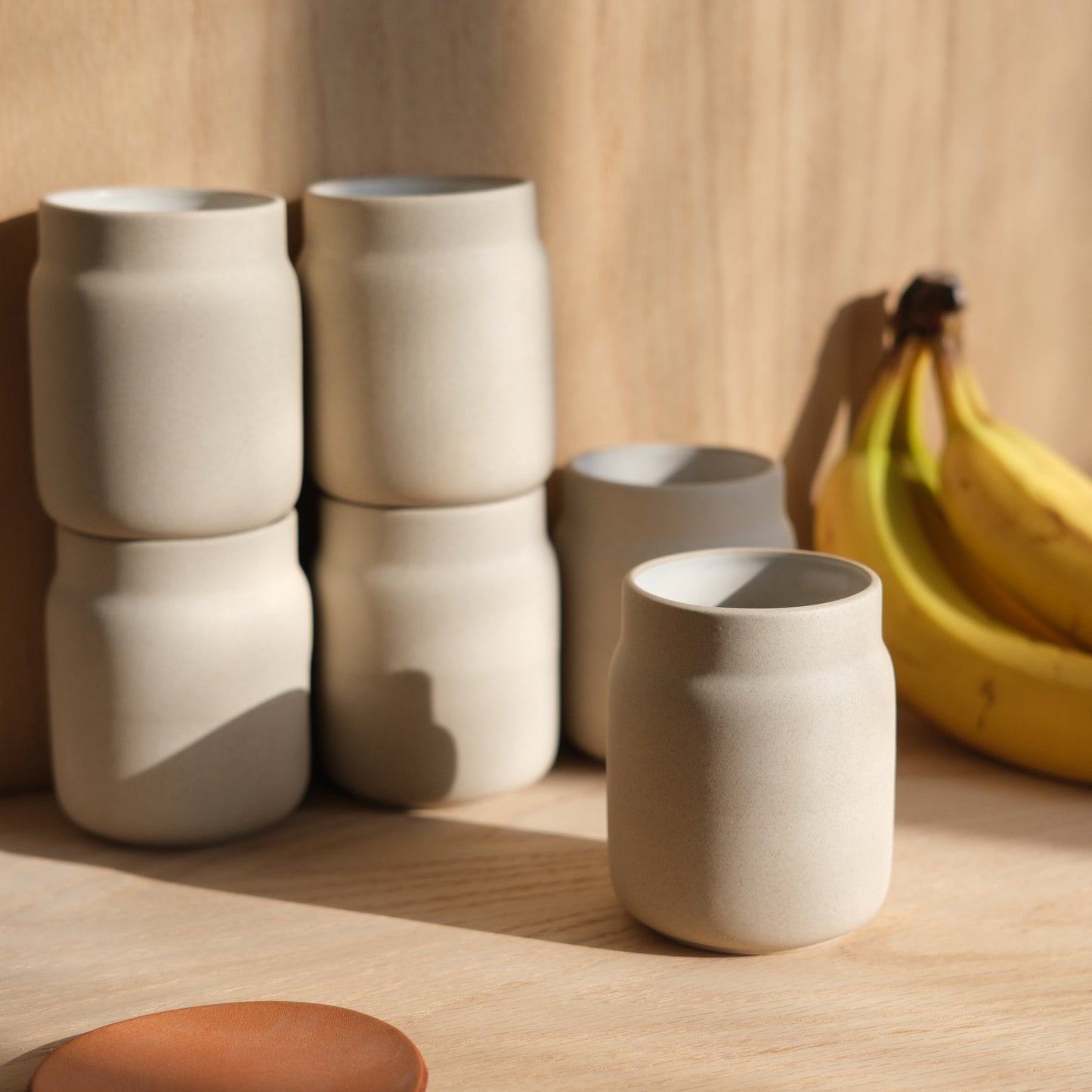 Handmade stoneware coffee tumbler mug — view 3