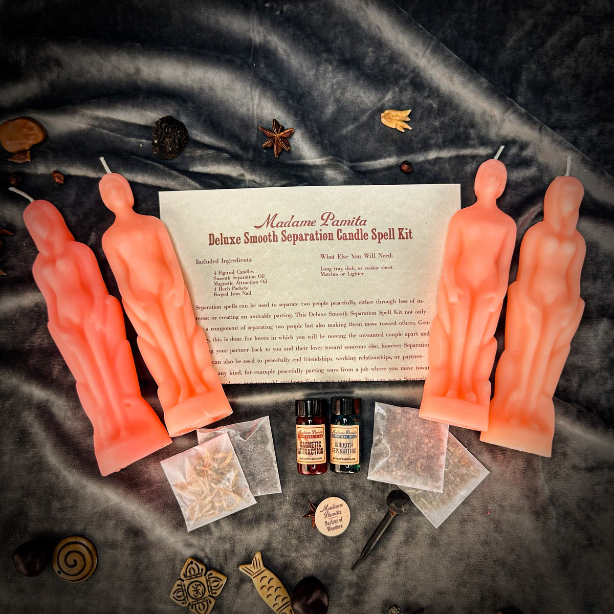 Deluxe Smooth Separation Candle Spell Kit with Pink beeswax figure candles