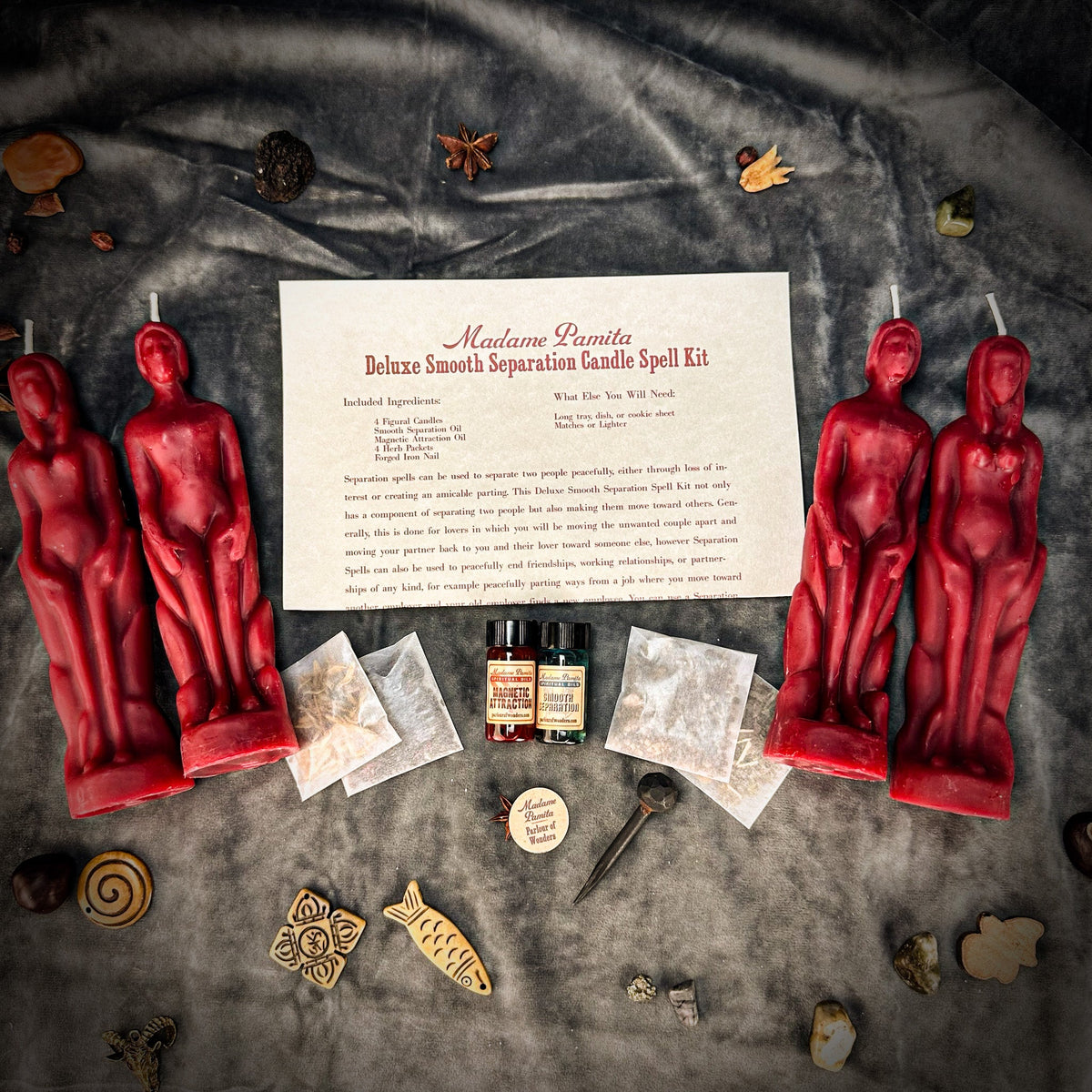 Deluxe Smooth Separation Candle Spell Kit with Red beeswax figure candles