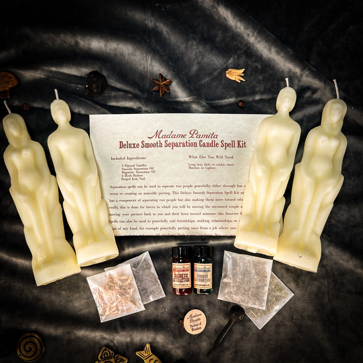 Deluxe Smooth Separation Candle Spell Kit with White beeswax figure candles