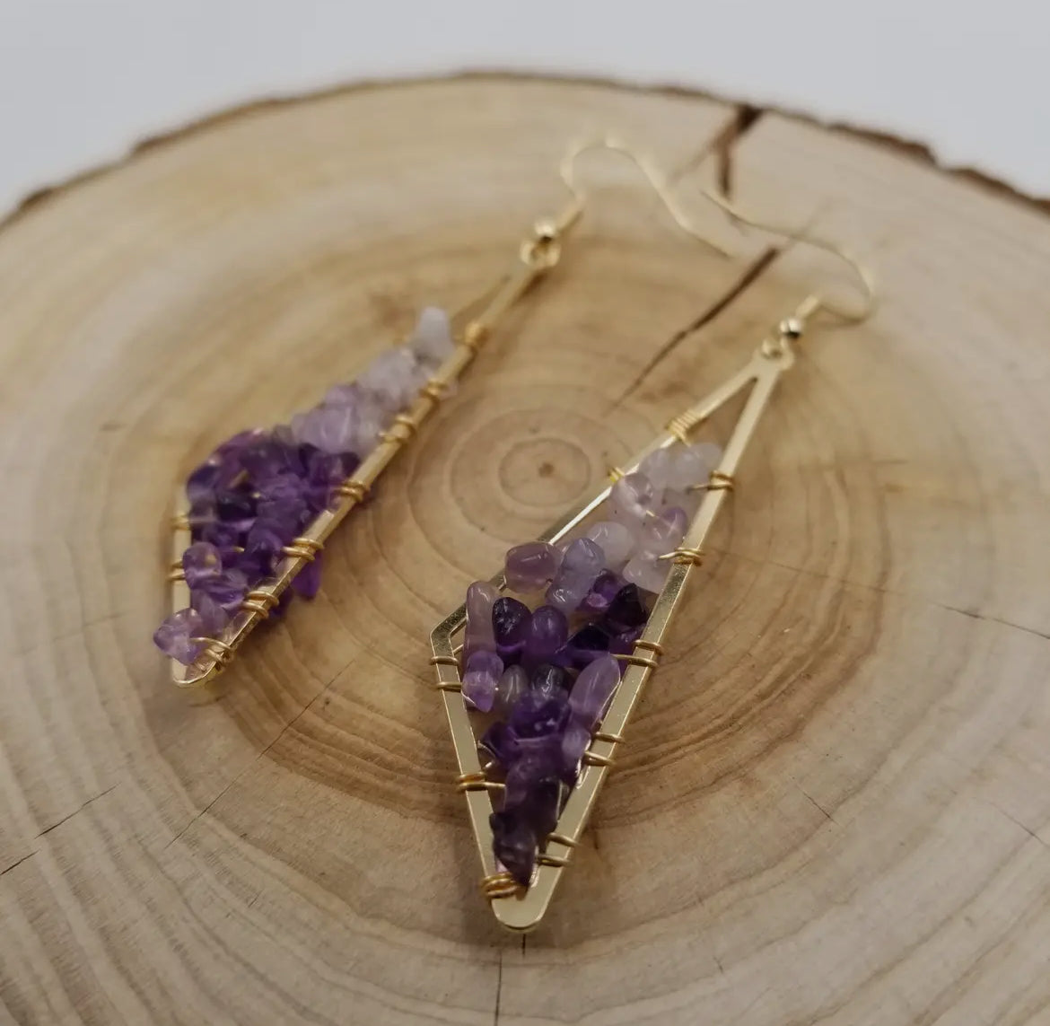 Raw amethyst drop earrings — additional product view 2.