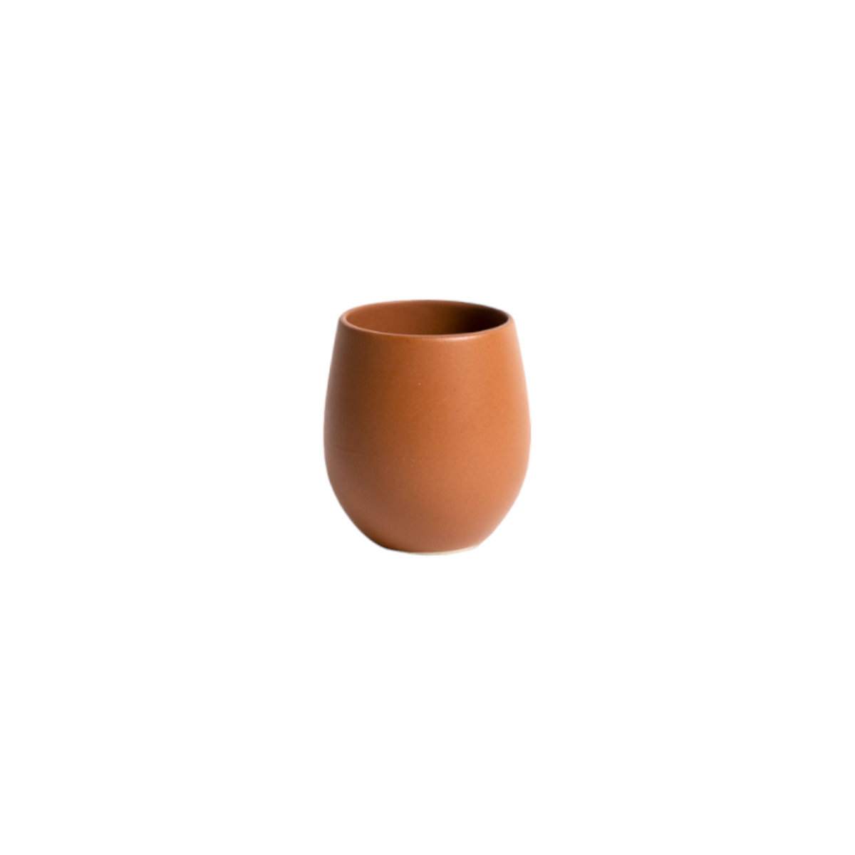 Epa stoneware cup in a warm clay tone, showing the curved silhouette