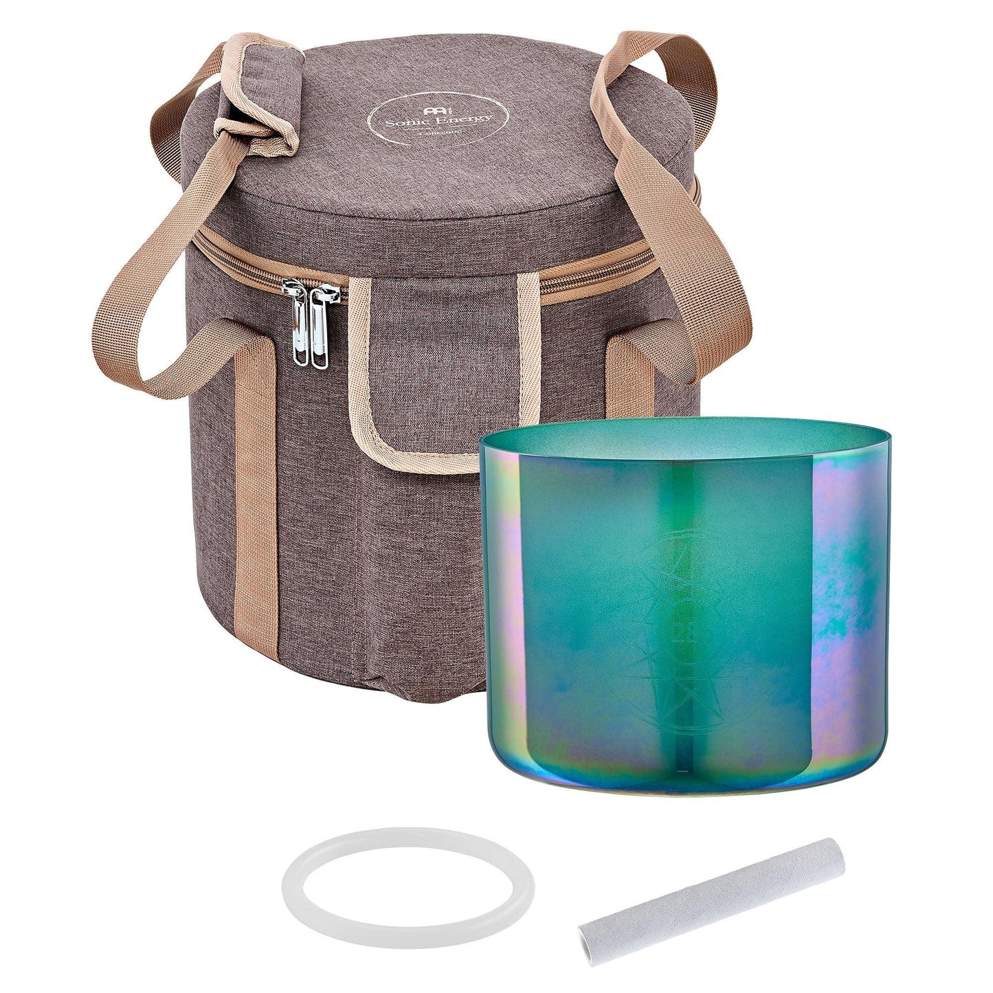 6.75-inch Solfeggio crystal singing bowl in turquoise green, tuned to 285 Hz — view 8 of 8