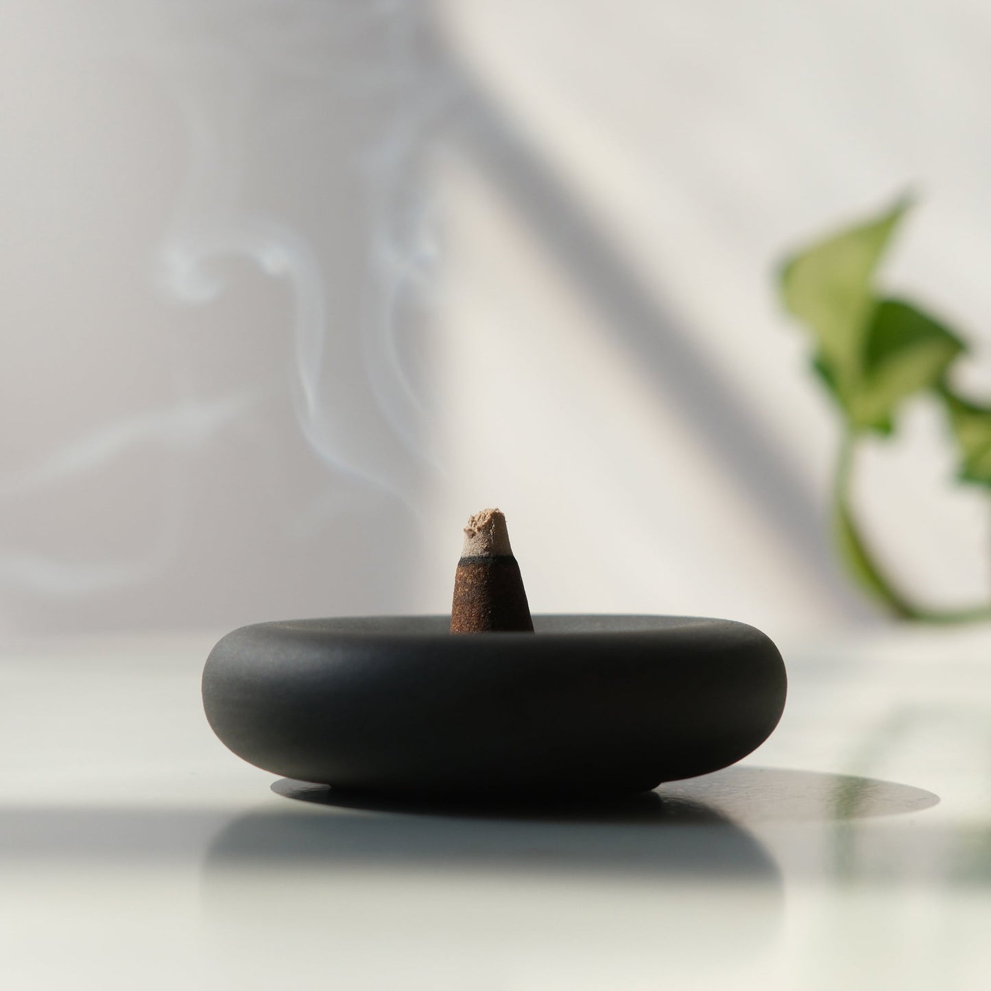 Eve handcrafted stoneware incense holder, small round dish with a glazed finish — view 7