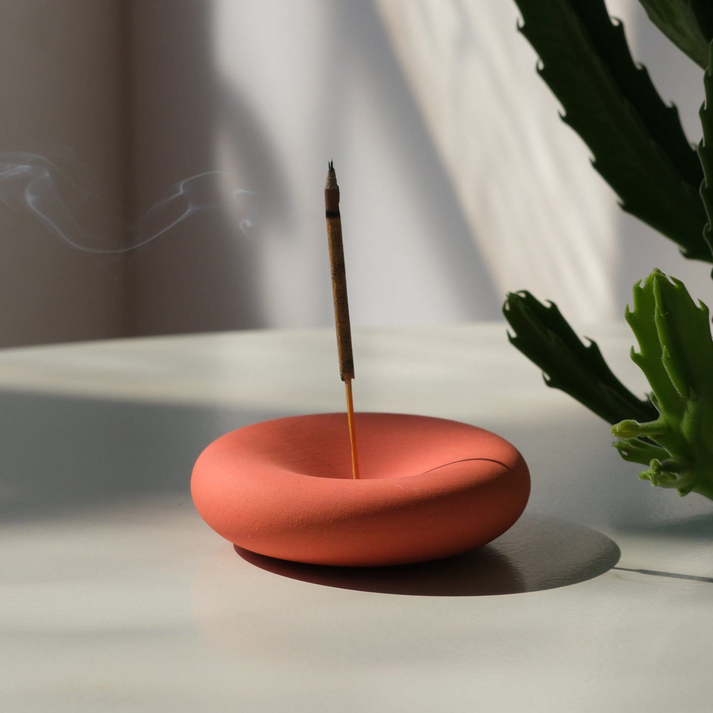 Eve handcrafted stoneware incense holder, small round dish with a glazed finish — view 8
