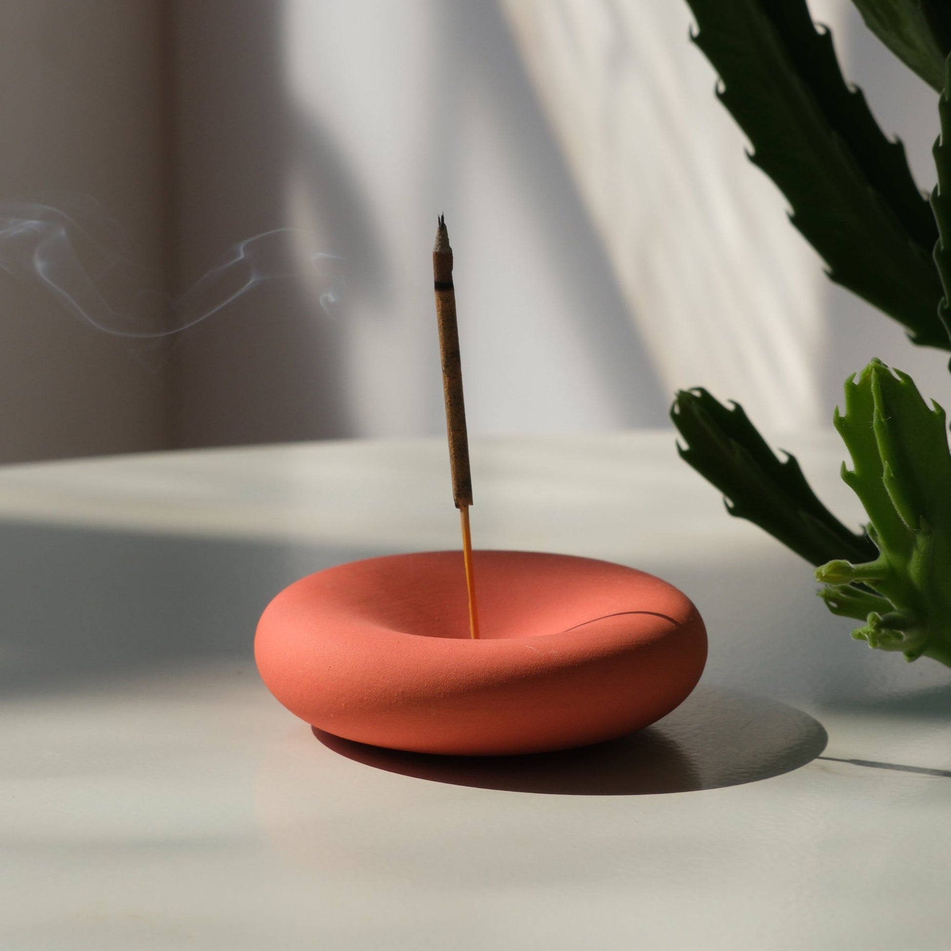 Eve handcrafted stoneware incense holder, small round dish with a glazed finish — view 8