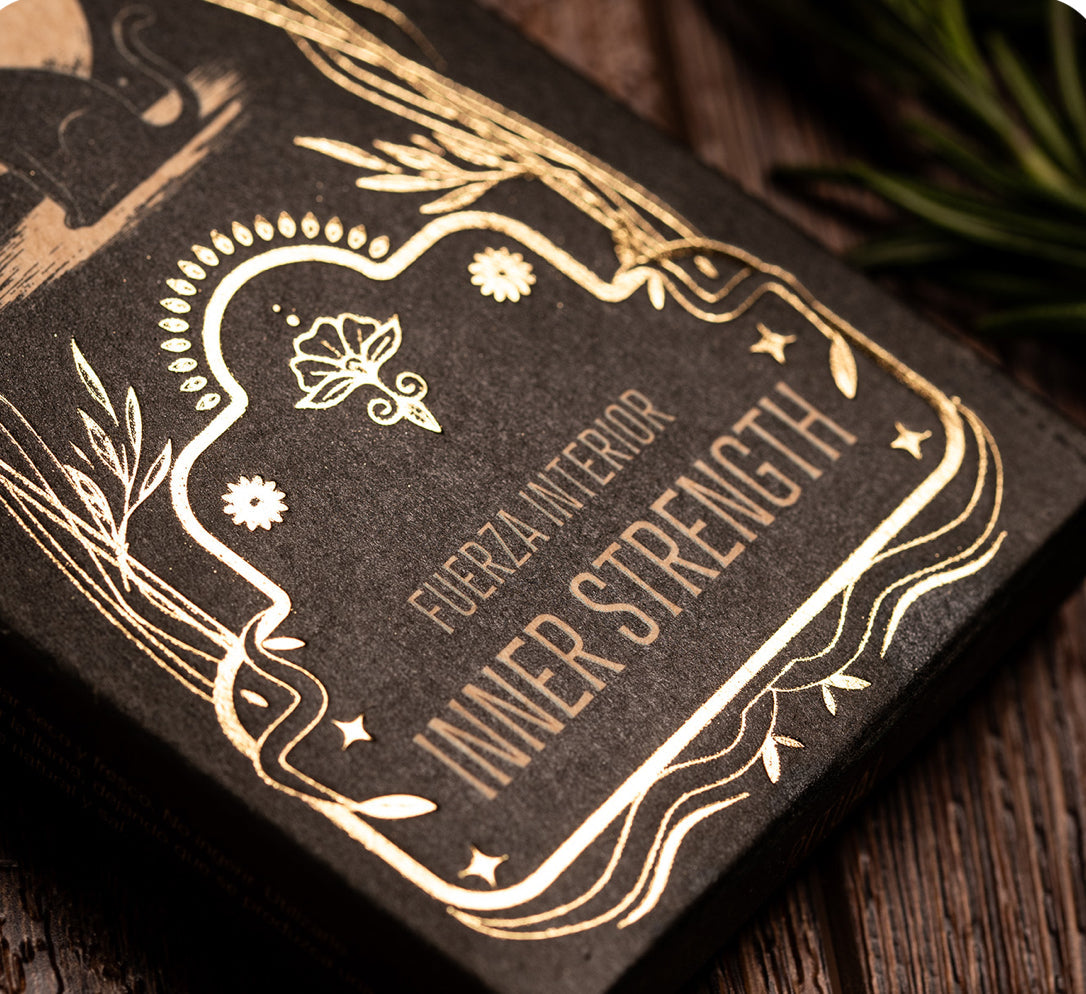 A box of Inner Strength ritual incense sticks in sandalwood and rose, shown from a different angle.